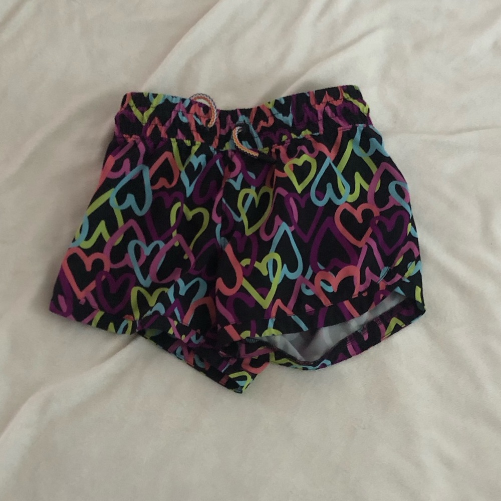 Colorful heart shorts.